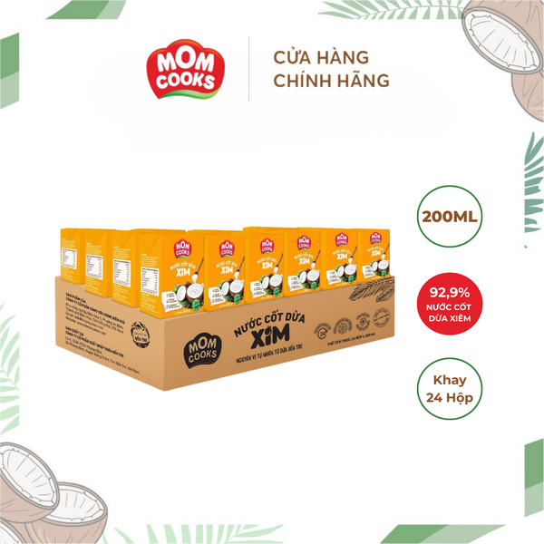  Khay 24 hộp Nước Cốt Dừa XIM - Mom Cooks 200ml/hộp 