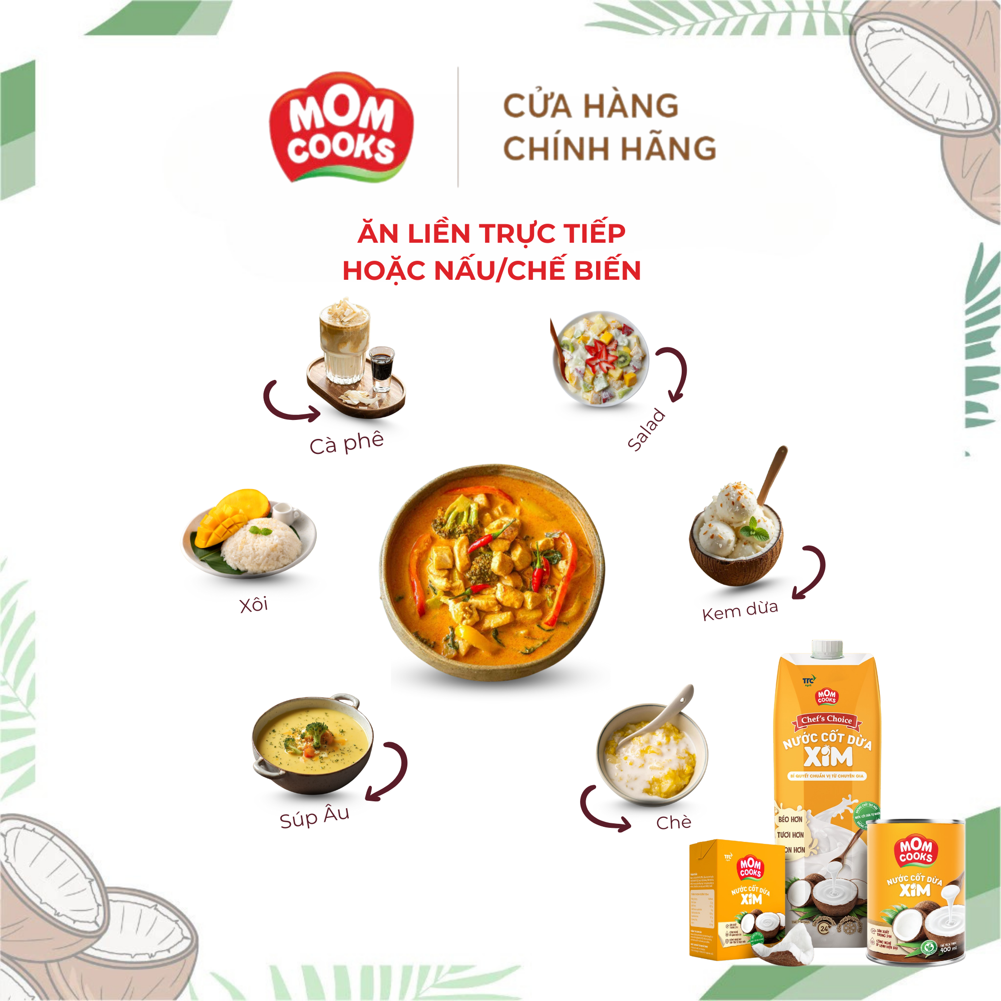  Khay 24 lon Nước Cốt Dừa XIM - Mom Cooks 400ml/lon 