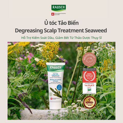 Ủ tóc hỗ trợ kiểm soát dầu, giảm bết Rausch Seaweed Tảo Biển, thảo dược Thụy Sĩ 100ml