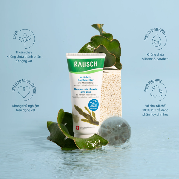 Ủ da đầu kiểm soát dầu, giảm bết Rausch Seaweed 100ml
