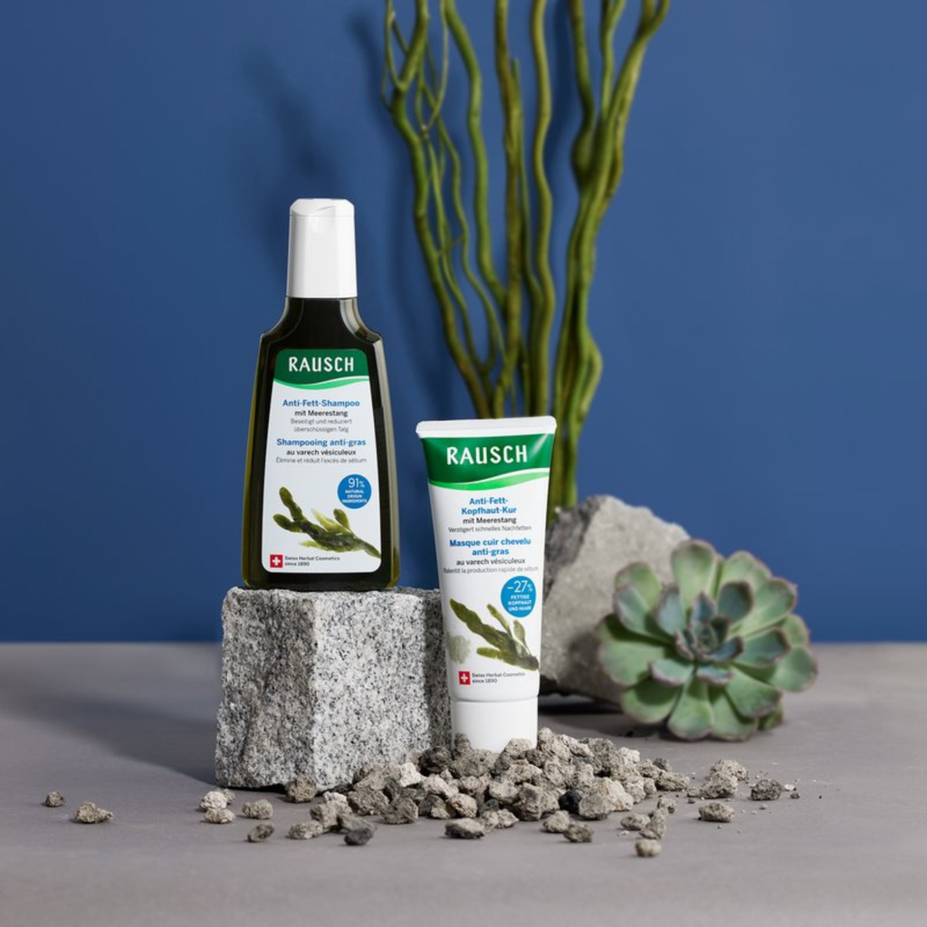 Ủ tóc kiểm soát dầu, giảm bết Rausch Seaweed Tảo Biển, thảo dược Thụy Sĩ 100ml