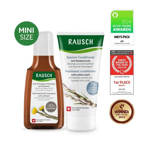 Combo trải nghiệm dầu gội hỗ trợ giảm ngứa, sạch gàu Rausch Coltsfoot Cúc Khoản Đông Hoa 40ml & Dầu xả Willow Bark 30ml
