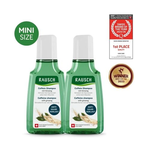 Combo trải nghiệm 2 dầu gội minisize hỗ trợ tăng mật độ tóc con, giảm rụng Rausch Ginseng Nhân Sâm 40mlx2