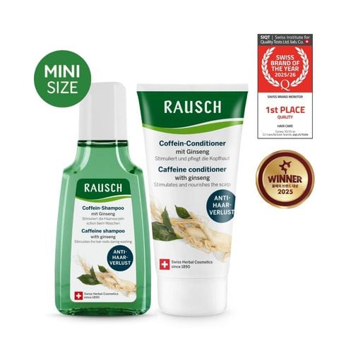 Combo trải nghiệm dầu gội và dầu xả hỗ trợ tăng mật độ tóc con, giảm rụng Rausch Ginseng Nhân Sâm (40ml & 30ml)