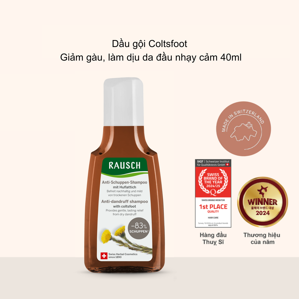 Dầu gội giảm gàu & làm dịu da đầu Rausch Anti-Dandruff Shampoo with Coltsfoot 40ml