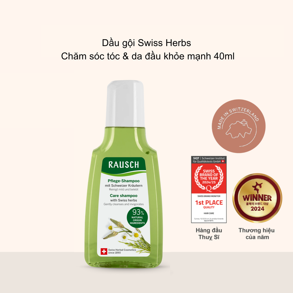 Dầu gội chăm sóc tóc & da đầu Rausch Care Shampoo with Swiss Herbs 40ml