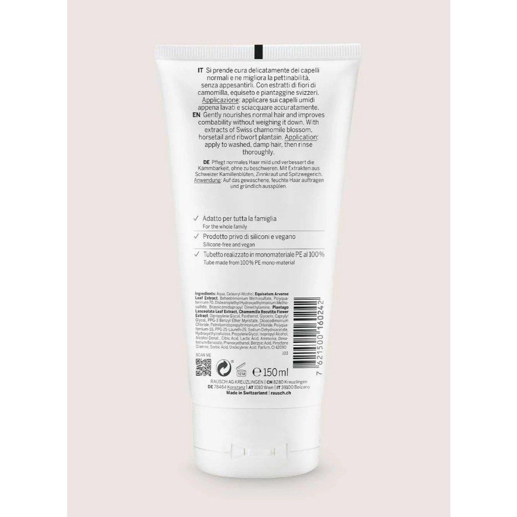 Dầu xả hỗ trợ dưỡng tóc mềm mượt chắc khỏe Rausch Swiss Herbs Thảo Dược Thụy Sĩ 150ml