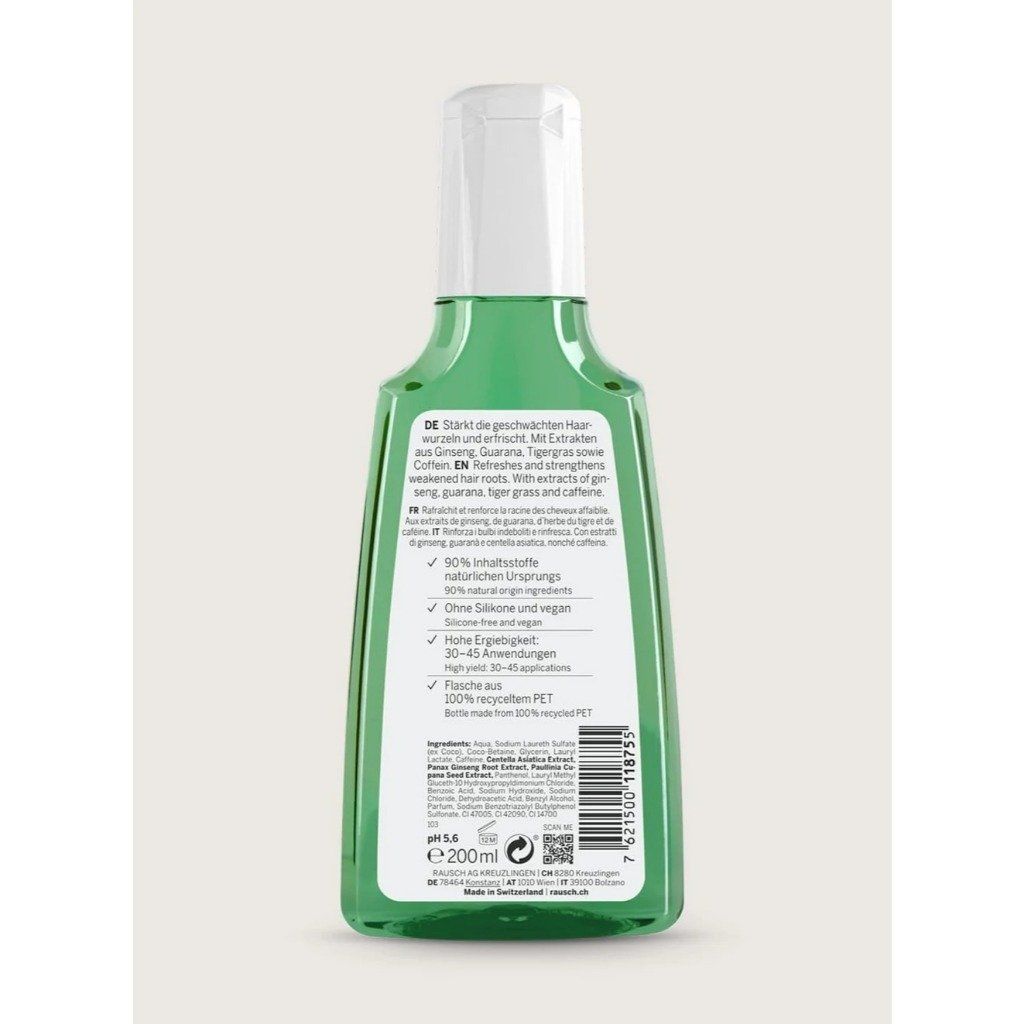 Dầu gội giảm rụng & hỗ trợ mọc tóc mới Rausch Caffeine Shampoo with Ginseng 40ml