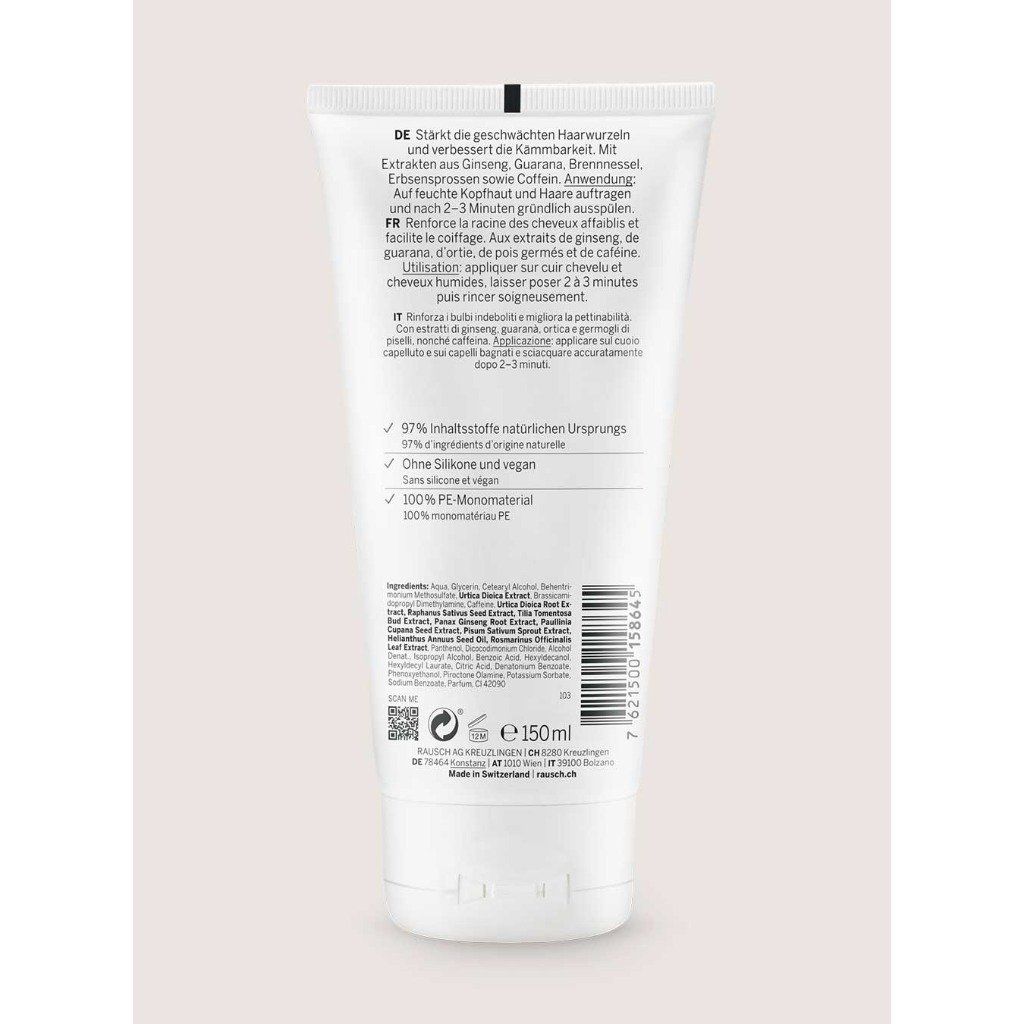 Dầu xả phục hồi tóc yếu & giảm gãy rụng Rausch Caffeine Conditioner with Ginseng 150ml