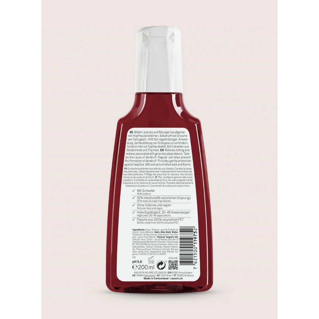 Dầu gội kiềm dầu & giảm gàu cho da đầu nhờn Rausch Treatment Shampoo with Willow Bark 200ml