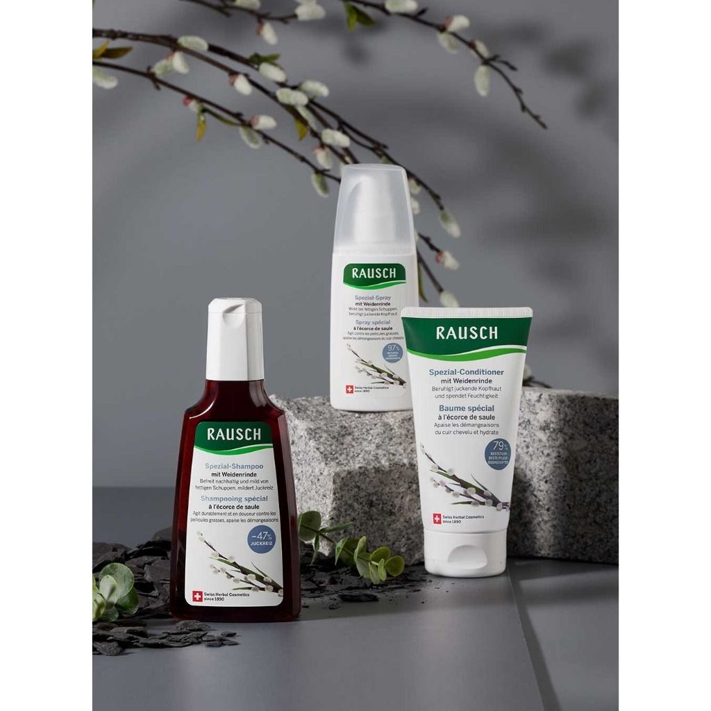 Xịt dưỡng giảm gàu nhờn & mẫn ngứa Rausch Treatment Spray Conditioner with Willow Bark 100ml