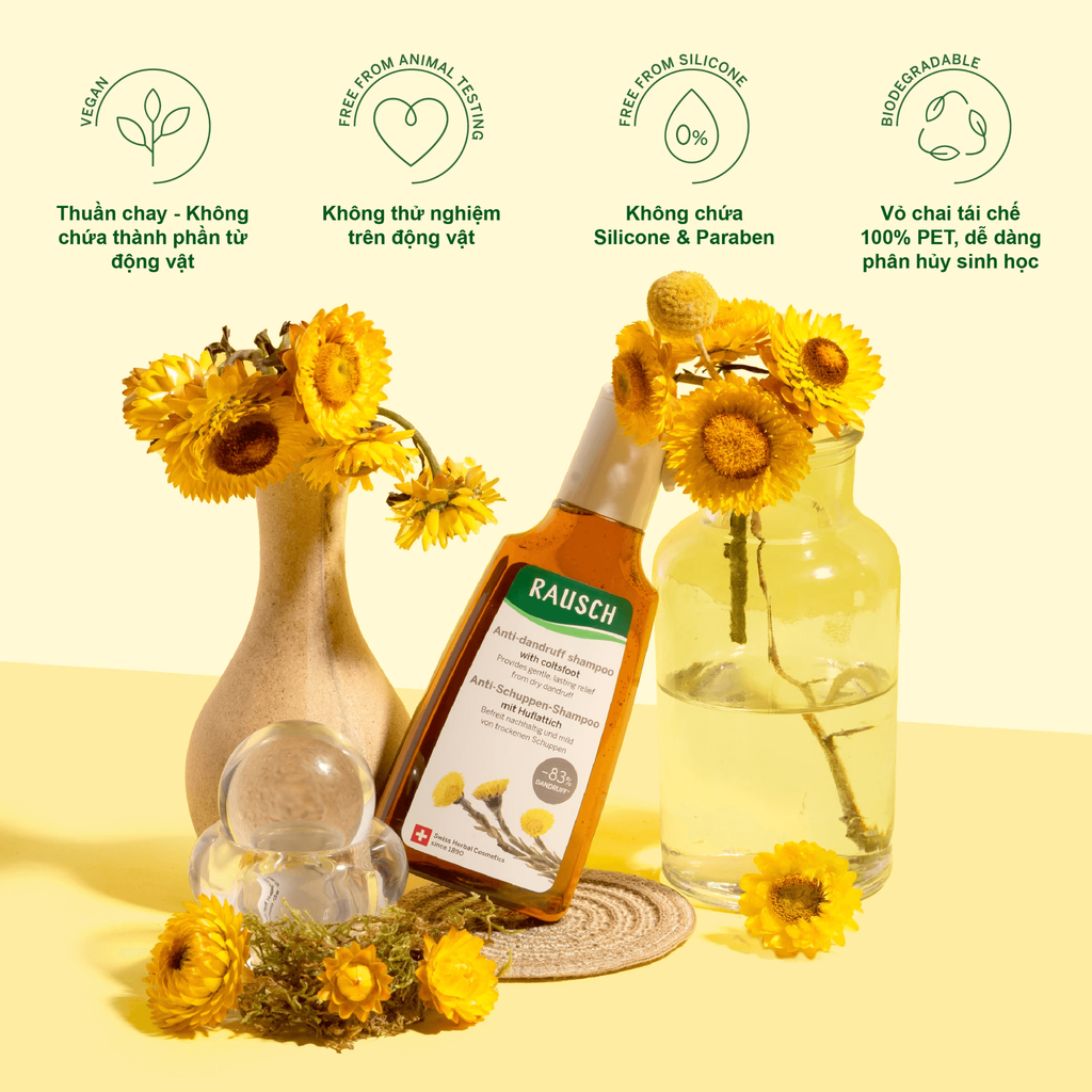 Combo trải nghiệm dầu gội giảm ngứa, sạch gàu Rausch Coltsfoot Cúc Khoản Đông Hoa 40mlx2