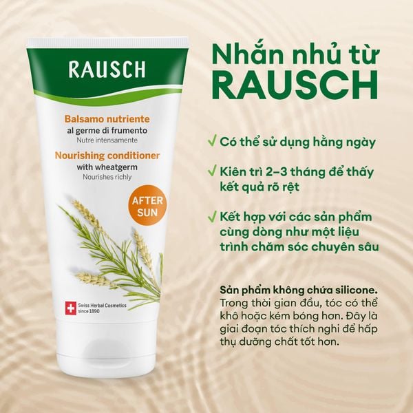 Dầu xả hỗ trợ phục hồi tóc khô và hư tổn do ánh nắng Rausch Wheatgerm 150ml