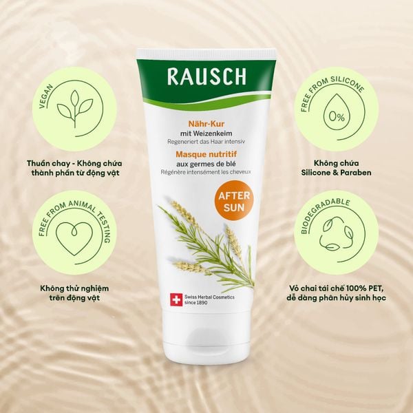 Ủ tóc giúp phục hồi chuyên sâu cho tóc khô và hư tổn do ánh nắng Rausch Wheatgerm 100ml
