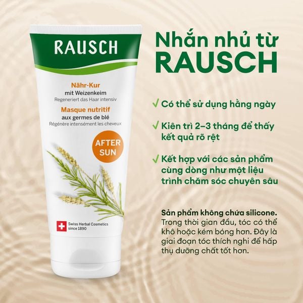 Ủ tóc giúp phục hồi chuyên sâu cho tóc khô và hư tổn do ánh nắng Rausch Wheatgerm 100ml
