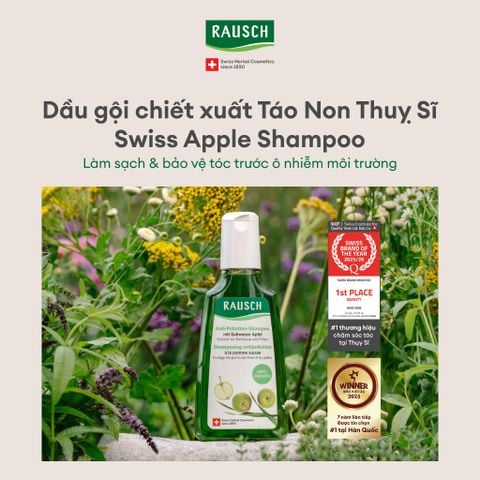 Dầu gội loại bỏ các hoạt chất gây hại và bảo vệ tóc khỏi ô nhiễm Rausch Swiss Apple 40ml