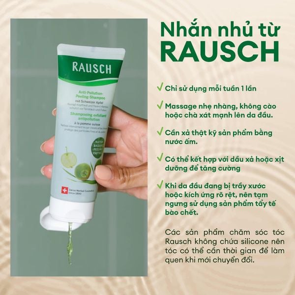 Dầu gội tẩy tế bào chết, làm sạch sâu, tăng cường bảo vệ tóc và da đầu  Rausch Swiss Apple 100ml