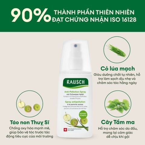 Xịt dưỡng tóc, loại bỏ cặn ô nhiễm và mùi trên tóc, giúp tóc dễ chải Rausch Swiss apple 100ml