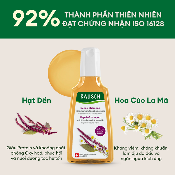 Dầu gội hỗ trợ phục hồi tóc hư tổn Rausch Amaranth 40ml