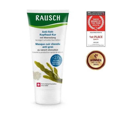 Ủ tóc hỗ trợ kiểm soát dầu, giảm bết Rausch Seaweed Tảo Biển, thảo dược Thụy Sĩ 100ml