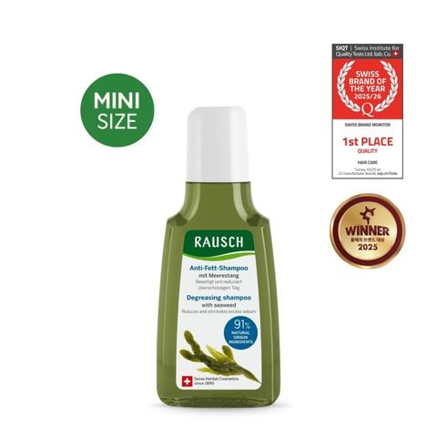 Dầu gội hỗ trợ kiềm dầu, giảm nhờn Rausch Seaweed Tảo Biển, thảo dược Thụy Sĩ 40ml