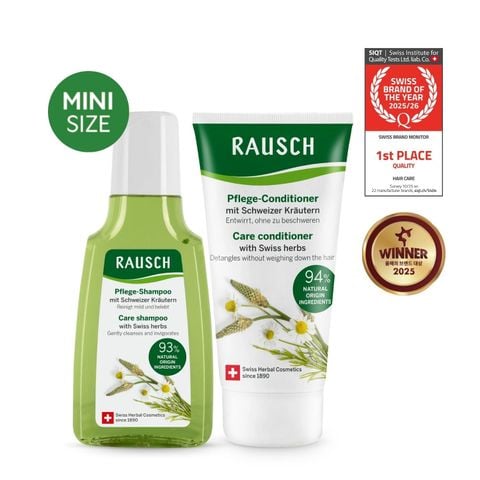 Combo trải nghiệm dầu gội và dầu xả minisize hỗ trợ dưỡng tóc mềm mượt, giúp tóc chắc khỏe Rausch Swiss Herbs (40ml & 30ml)
