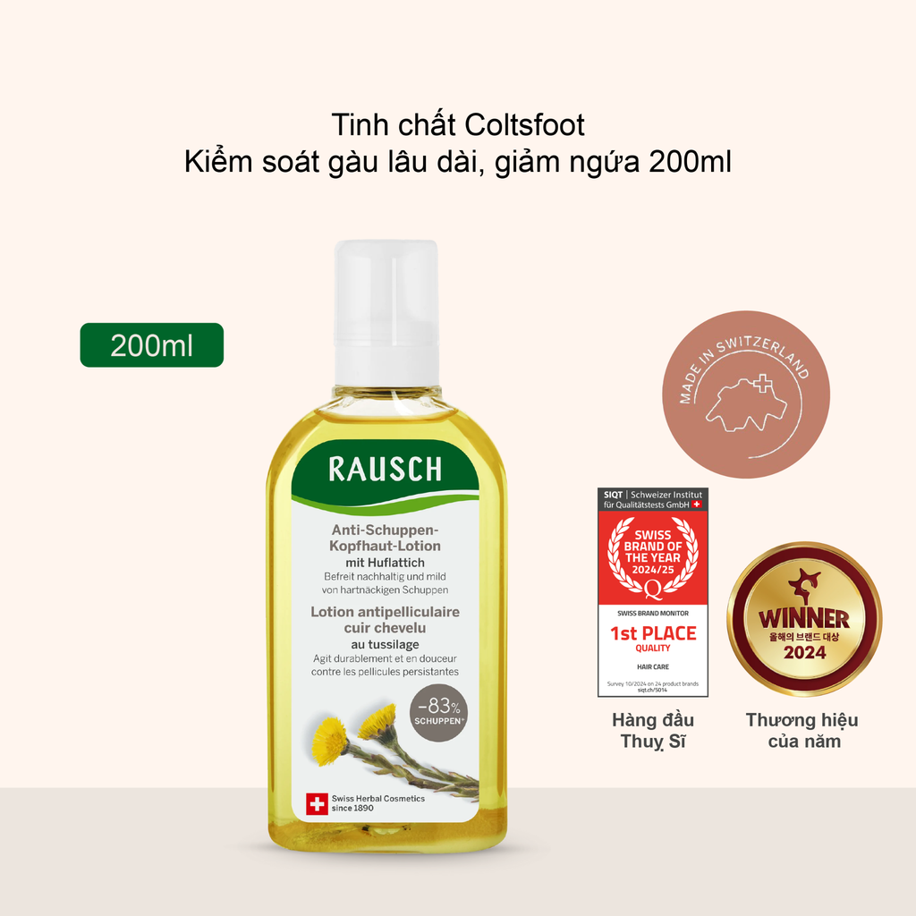 Tinh chất kiểm soát gàu & giảm ngứa da đầu Rausch Anti-Dandruff Scalp Lotion with Coltsfoot 200ml