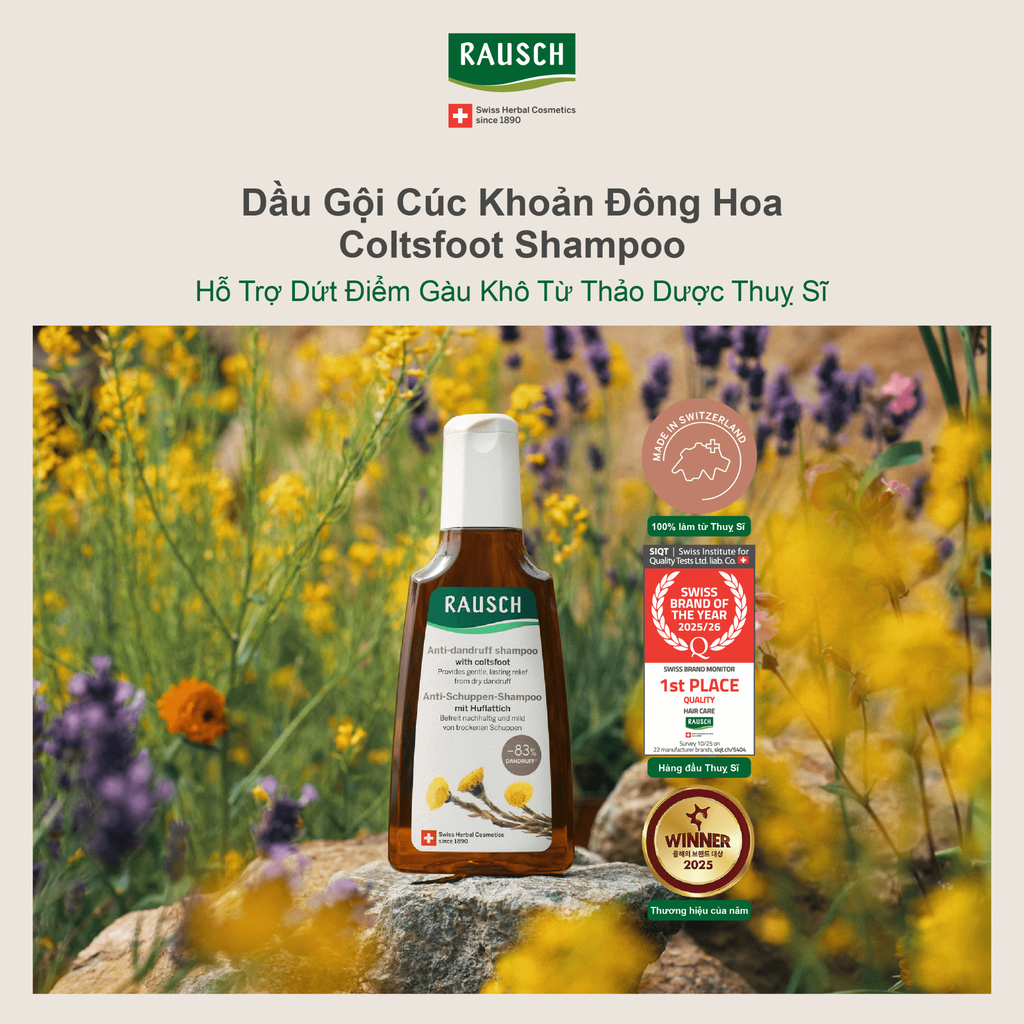 Combo trải nghiệm dầu gội giảm ngứa, sạch gàu Rausch Coltsfoot Cúc Khoản Đông Hoa 40mlx2