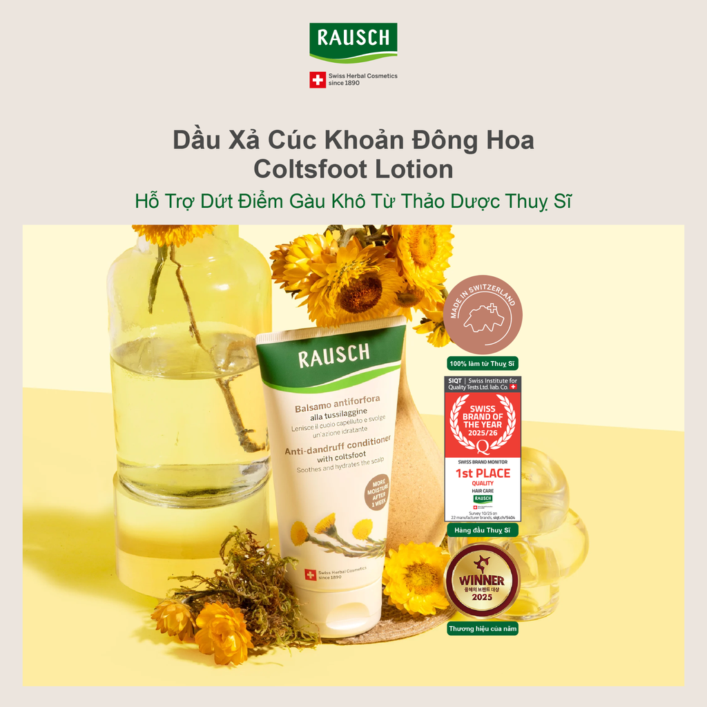 Combo trải nghiệm dầu gội và dầu xả giảm ngứa, sạch gàu Rausch Coltsfoot Cúc Khoản Đông Hoa (40ml & 30ml)