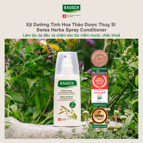 Xịt dưỡng hỗ trợ dưỡng tóc mềm mượt chắc khỏe Rausch Swiss Herbs Thảo Dược Thụy Sĩ 100ml