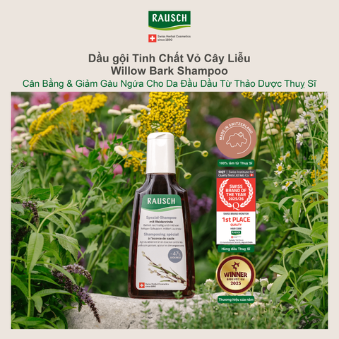 Combo trải nghiệm dầu gội hỗ trợ sạch gàu, giảm bết Rausch Willow Bark Vỏ Cây Liễu Trắng 40mlx2