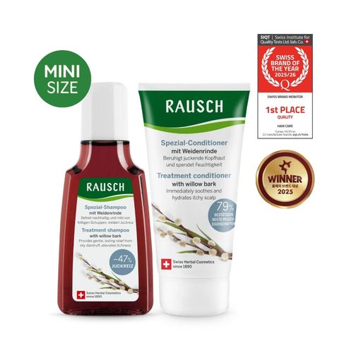 Combo trải nghiệm dầu gội & dầu xả hỗ trợ sạch gàu, giảm bết Rausch Willow Bark Vỏ Cây Liễu Trắng (40ml & 30ml)