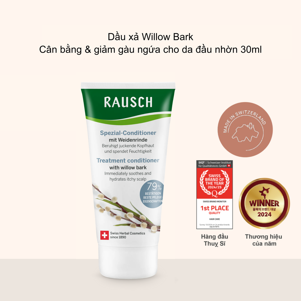 Dầu xả cân bằng & giảm gàu cho da đầu nhờn  Rausch Willow Bark Treatment 30ml