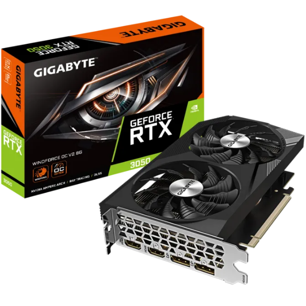 Card màn hình GIGABYTE GeForce RTX 3050 WINDFORCE OC V2 8G (GV-N3050WF2OCV2-8GD)