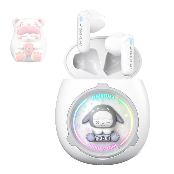 Tai nghe Onikuma In-ear T302 TWS RGB Bluetooth Xám Trắng