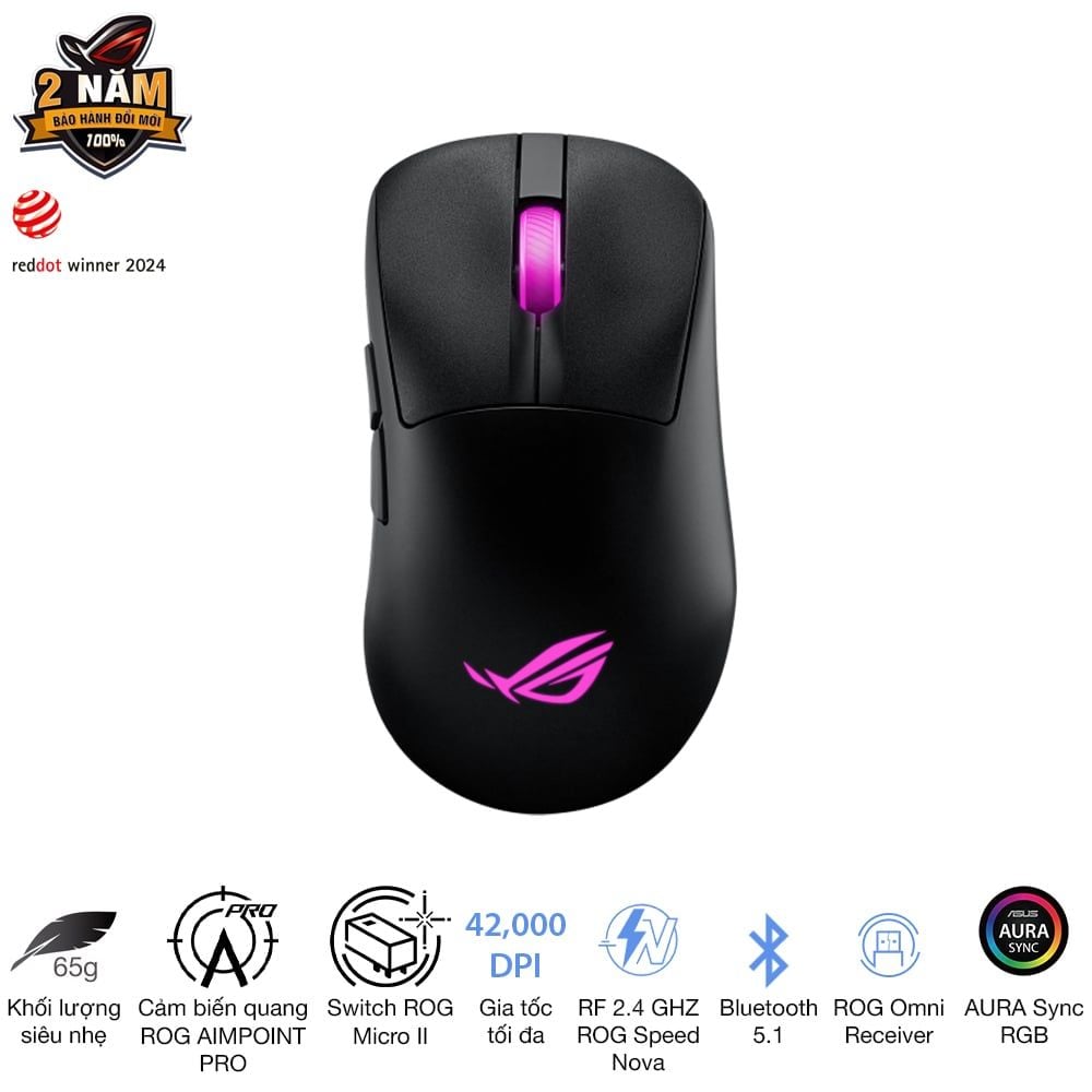Chuột ASUS P722 ROG KERIS II Origin WL Black