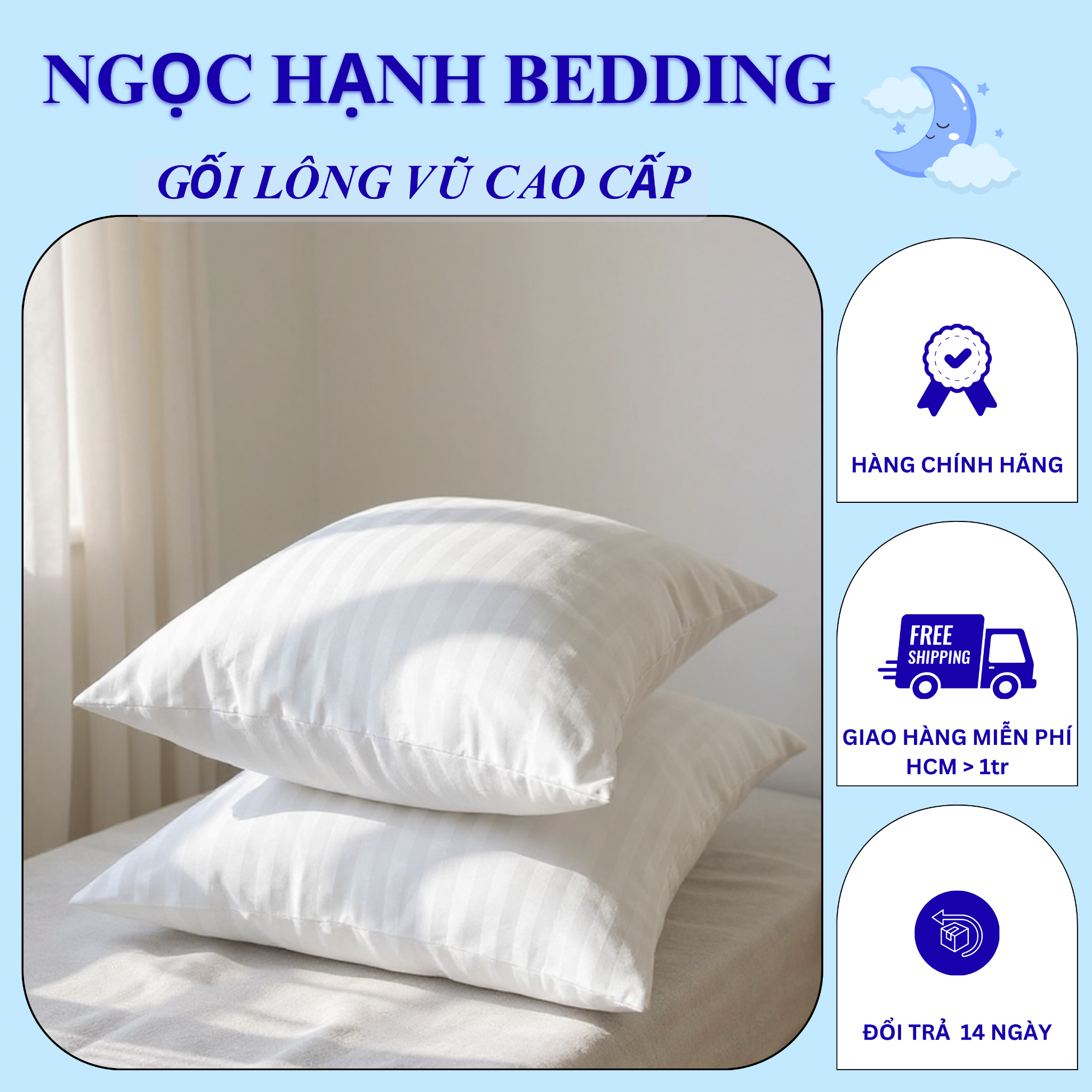  Ruột gối lông vũ nhân tạo cao cấp - Ruột Gối Gòn tơ Ngọc Hạnh 