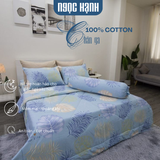  BỘ CHĂN GA COTTON CM LÁ CỌ XANH BIỂN- CHĂN GA COTTON NGỌC HẠNH 