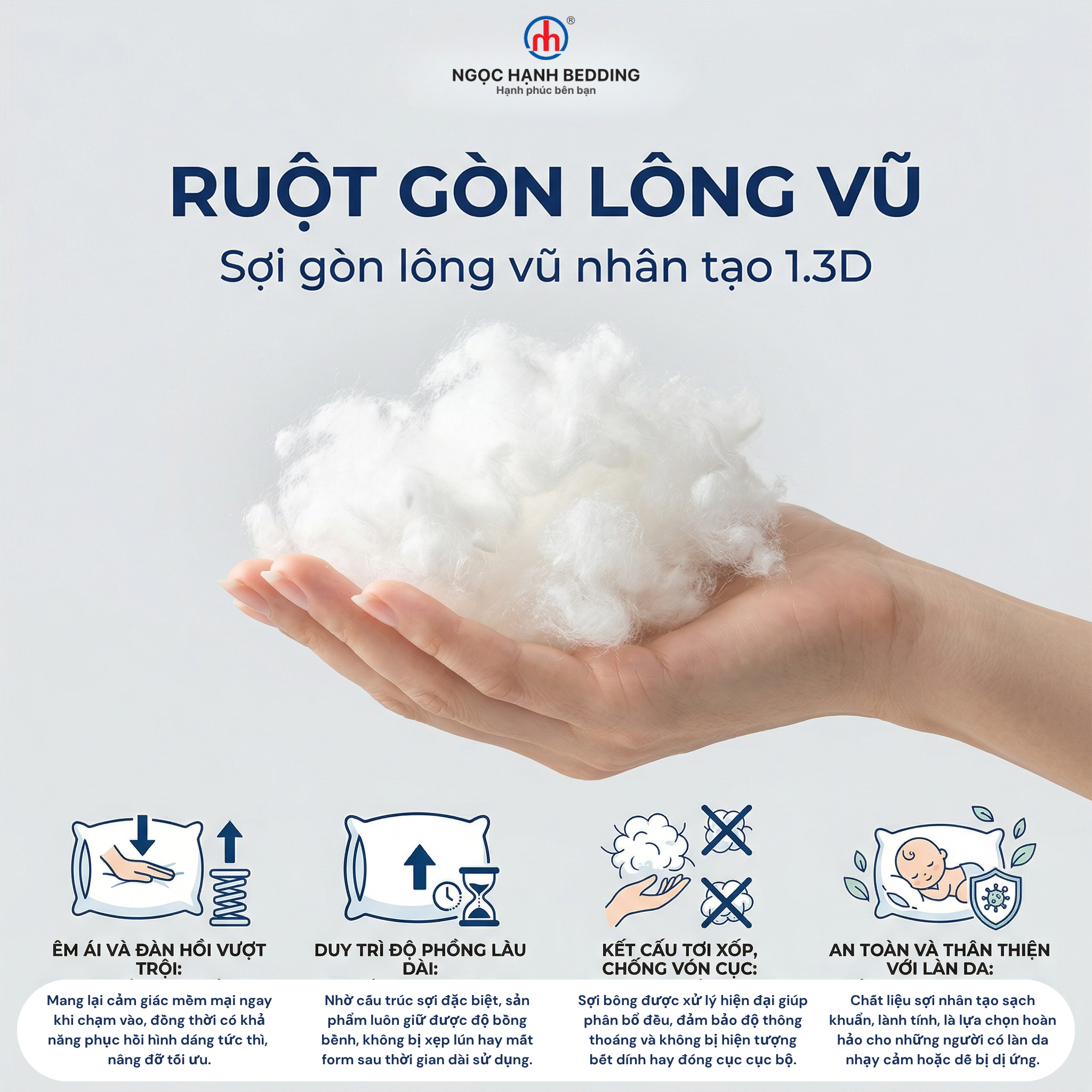  Ruột gối lông vũ nhân tạo cao cấp - Ruột Gối Gòn tơ Ngọc Hạnh 