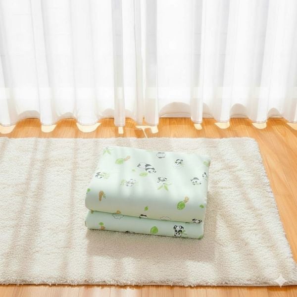  Chăn Lạnh ICOOL Gấu trúc nền xanh nhạt - Mát lạnh mùa hè - NGỌC HẠNH ICOOL 