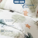  Bộ drap giường 100% Cotton hoạ tiết lá dừa - Drap cotton Ngọc Hạnh 