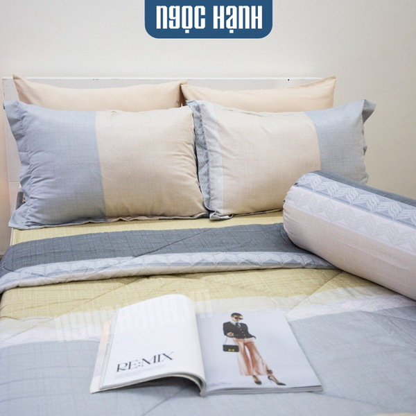 Bộ Drap giường Tencel Silky hai màu xám vàng - Drap Giường Tencel Ngọc Hạnh