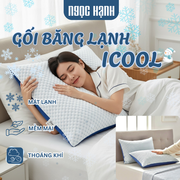  Gối Băng Lạnh Lông vũ mát lạnh ICOOL, không xù lông, mềm mại, thoáng khí - Ngọc Hạnh Bedding 