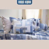  BỘ CHĂN GA TENCEL LỤA HỌA TIẾT GẠCH XANH - CHĂN GA TENCEL NGỌC HẠNH 