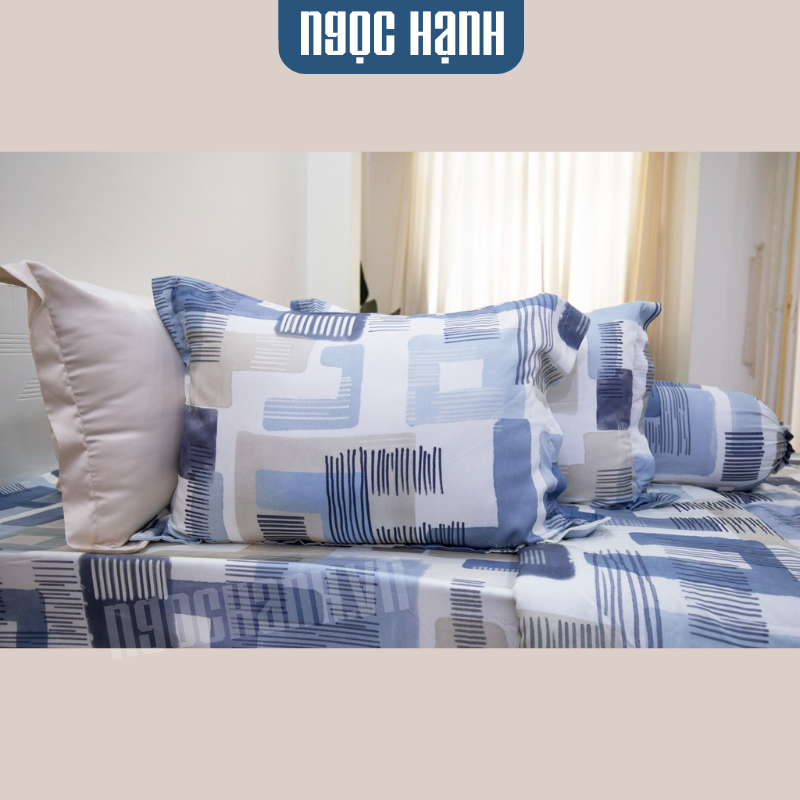  BỘ CHĂN GA TENCEL LỤA HỌA TIẾT GẠCH XANH - CHĂN GA TENCEL NGỌC HẠNH 