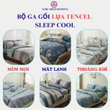 Bộ Chăn Ga Gối Lụa Tencel 40s SLeep Cool mát lạnh, mềm mịn nệm 5 10 15 20cm họa tiết HOA NHÍ NỀN XANH NHẠT - Ngọc Hạnh Bedding 