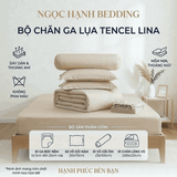  Bộ Chăn Ga Gối Lụa Tencel Lina Cao Cấp màu be kem nệm 20cm trở xuống - Ngọc Hạnh Bedding 