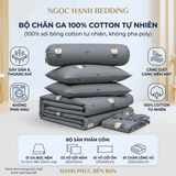  Bộ Chăn Ga Gối Cotton Họa Tiết Gấu Nền Xám nệm 20cm trở xuống - Ngọc Hạnh Bedding 