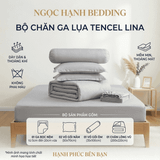  Bộ Chăn Ga Gối Lụa Tencel Lina Cao Cấp màu xám nhạt nệm 20cm trở xuống - Ngọc Hạnh Bedding 