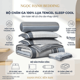  Bộ Chăn Ga Gối Lụa Tencel 40s SLeep Cool mát lạnh, mềm mịn nệm 5 10 15 20cm họa tiết Slcool01 SỌC NÂU HÌNH THOI - Ngọc Hạnh Bedding 